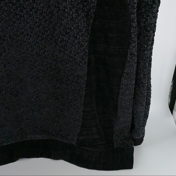 New Boutique Black Sweater Multi Fabric Chenille - Picture 4 of 5